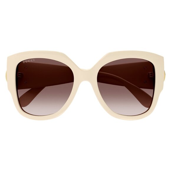 NEW GUCCI SUNGLASSES, AUTHENTIC WOMEN CREAM BROWN OVERSIZED SUNGLASSES - Picture 2 of 3